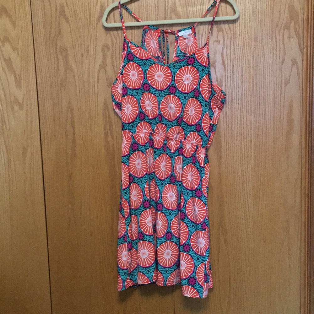 Charming Charlie bright colored halter dress.